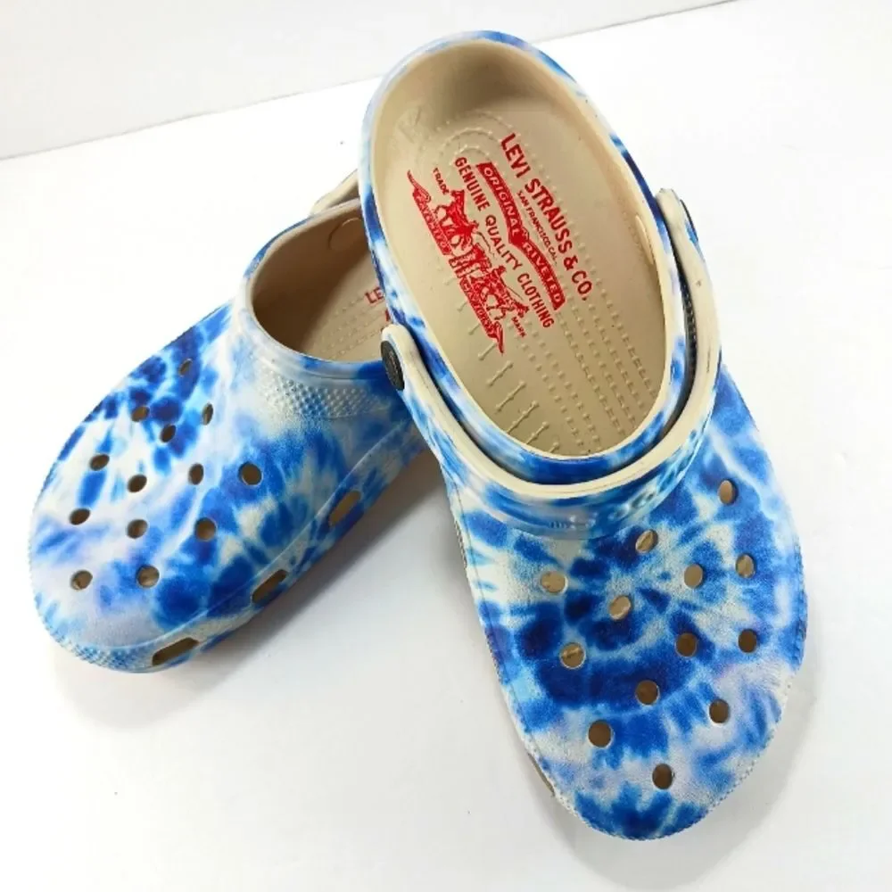 Levi's x Crocs Classic Clog Blue+White Tie-Dye Limited Edition Collaboration 8/6 - Picture 8 of 8